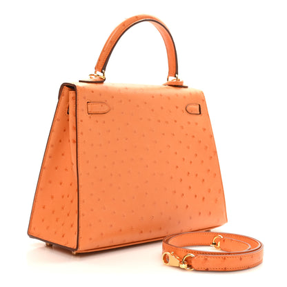 Hermes Ostrich Kelly Sellier 25 Abricot 3 of 11