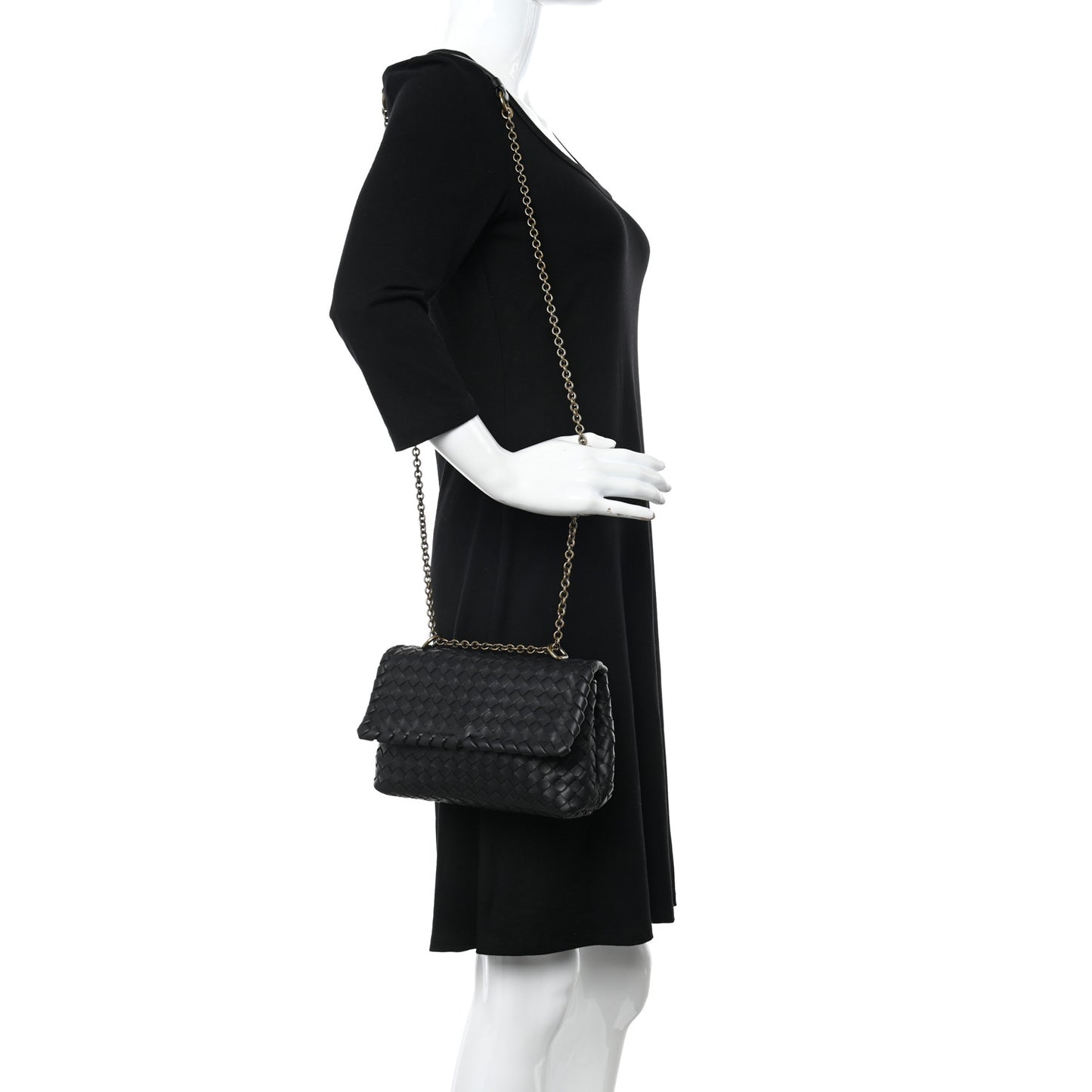 Nappa Intrecciato Baby Olimpia Shoulder Bag Black
