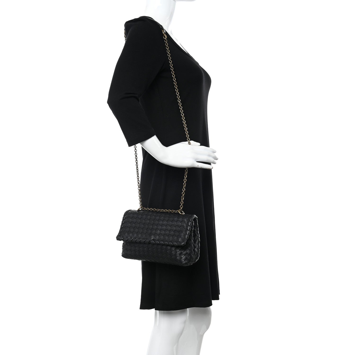 Bottega Veneta Nappa Intrecciato Baby Olimpia Shoulder Bag Black 2 of 9