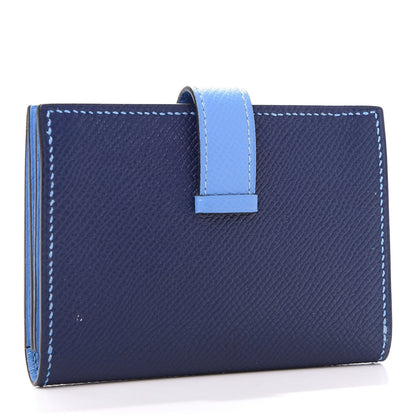 Hermes Epsom Bi Color Bearn Card Holder Wallet Paradise Bleu Sapphire 3 of 9