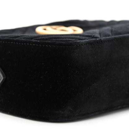 Gucci Velvet Matelasse Small GG Marmont Chain Shoulder Bag Black 9 of 10