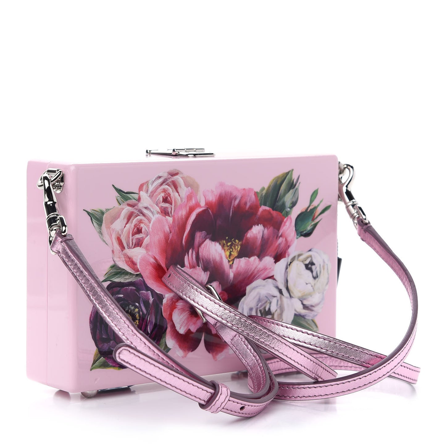 Acrylic Floral Print Dolce Box Clutch Pink