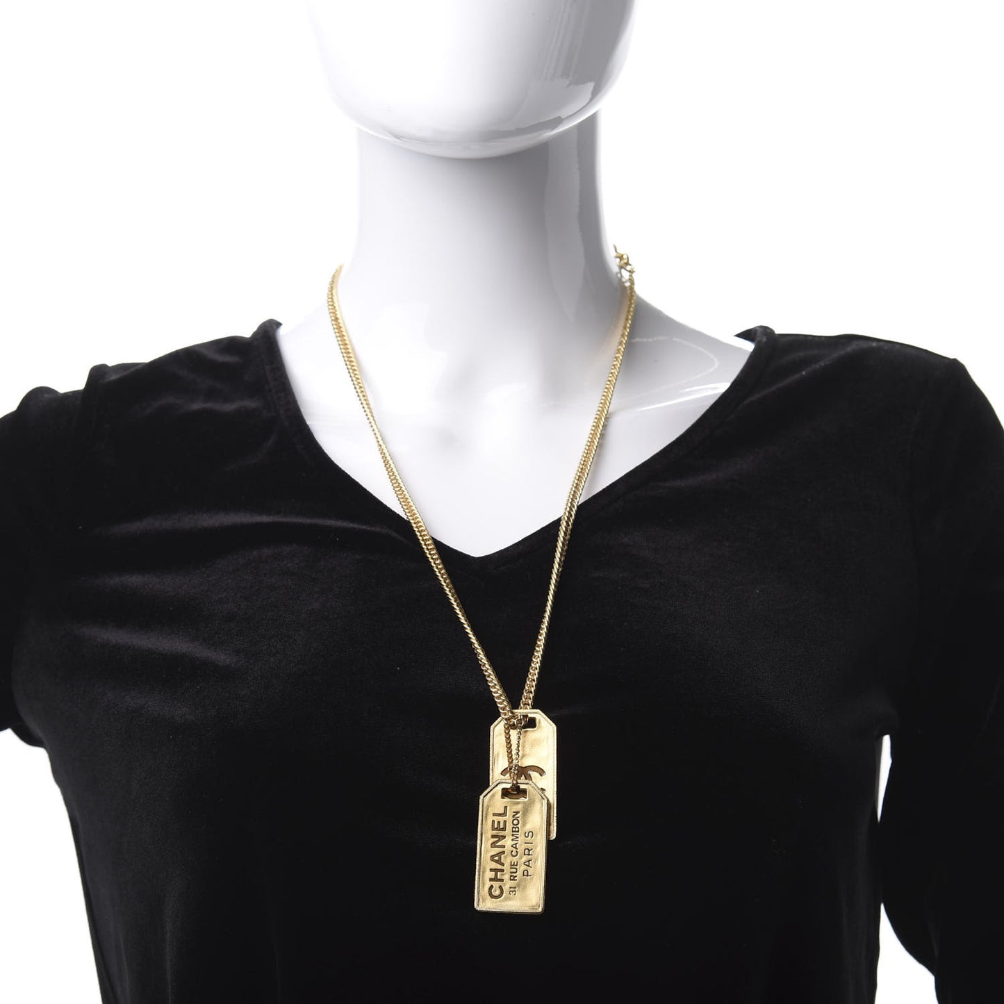 ID Dog Tag Charm Necklace Gold