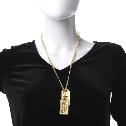 Chanel ID Dog Tag Charm Necklace Gold 2 of 5