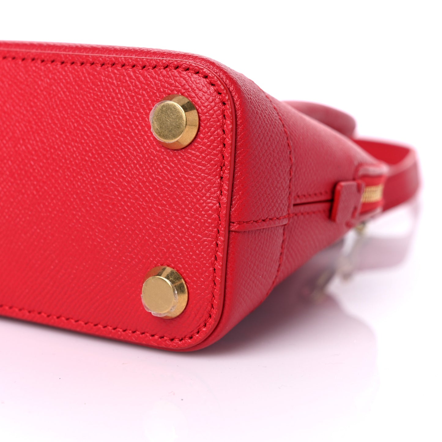 Grained Calfskin XXS Ville Top Handle Bag Rouge Coquelicot