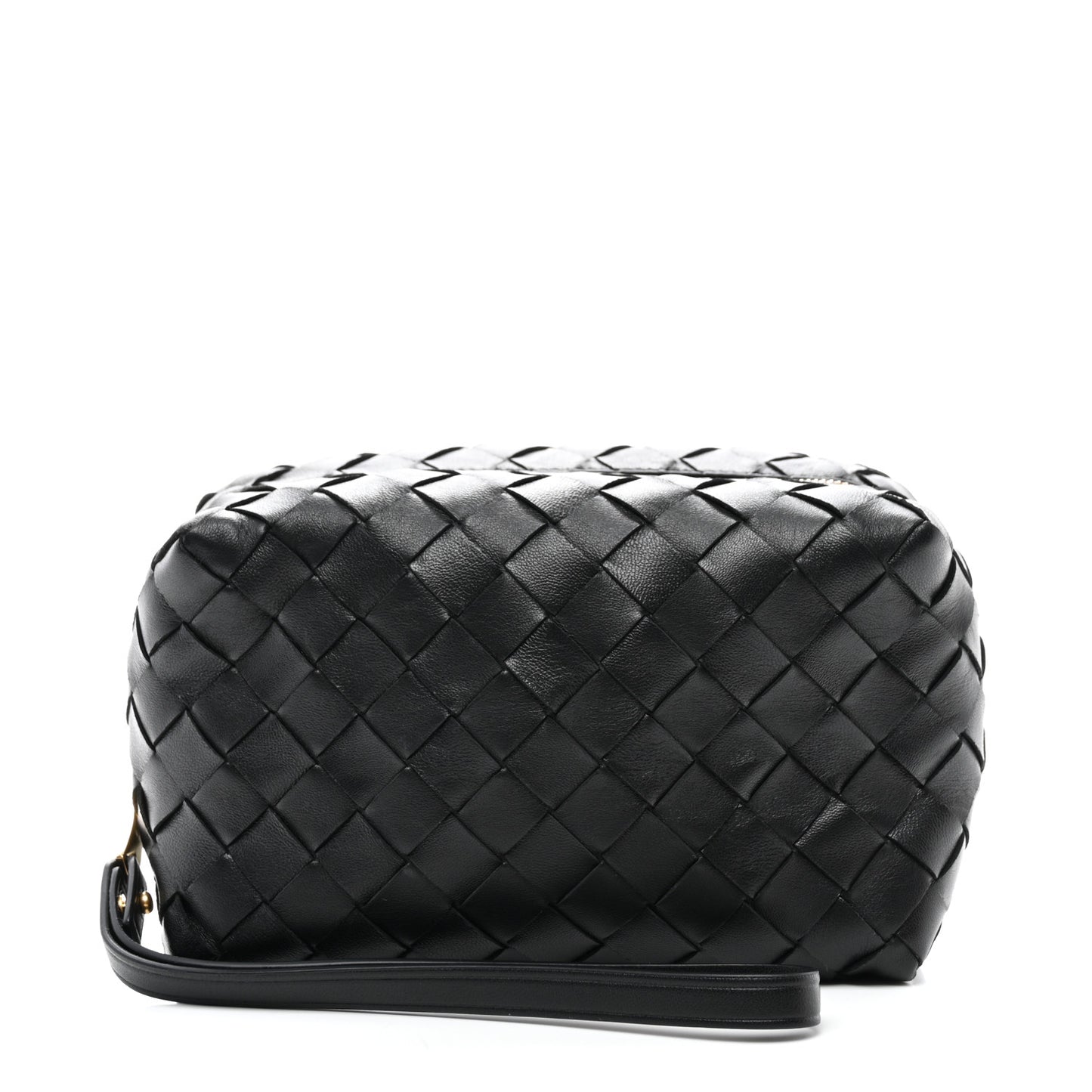 Nappa Intrecciato Zip Wristlet Clutch Black