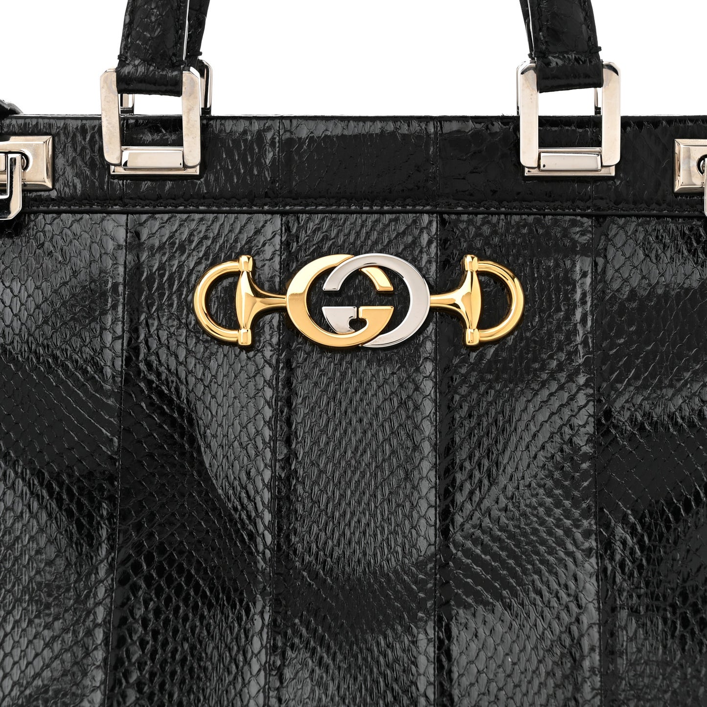 Elaphe Medium Zumi Top Handle Bag Black