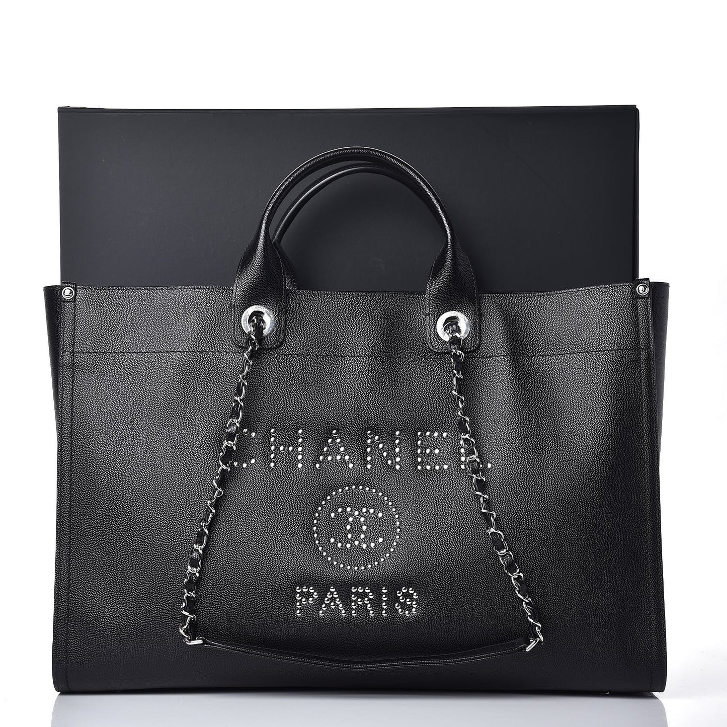 Caviar Extra Large Studded Deauville Tote Black