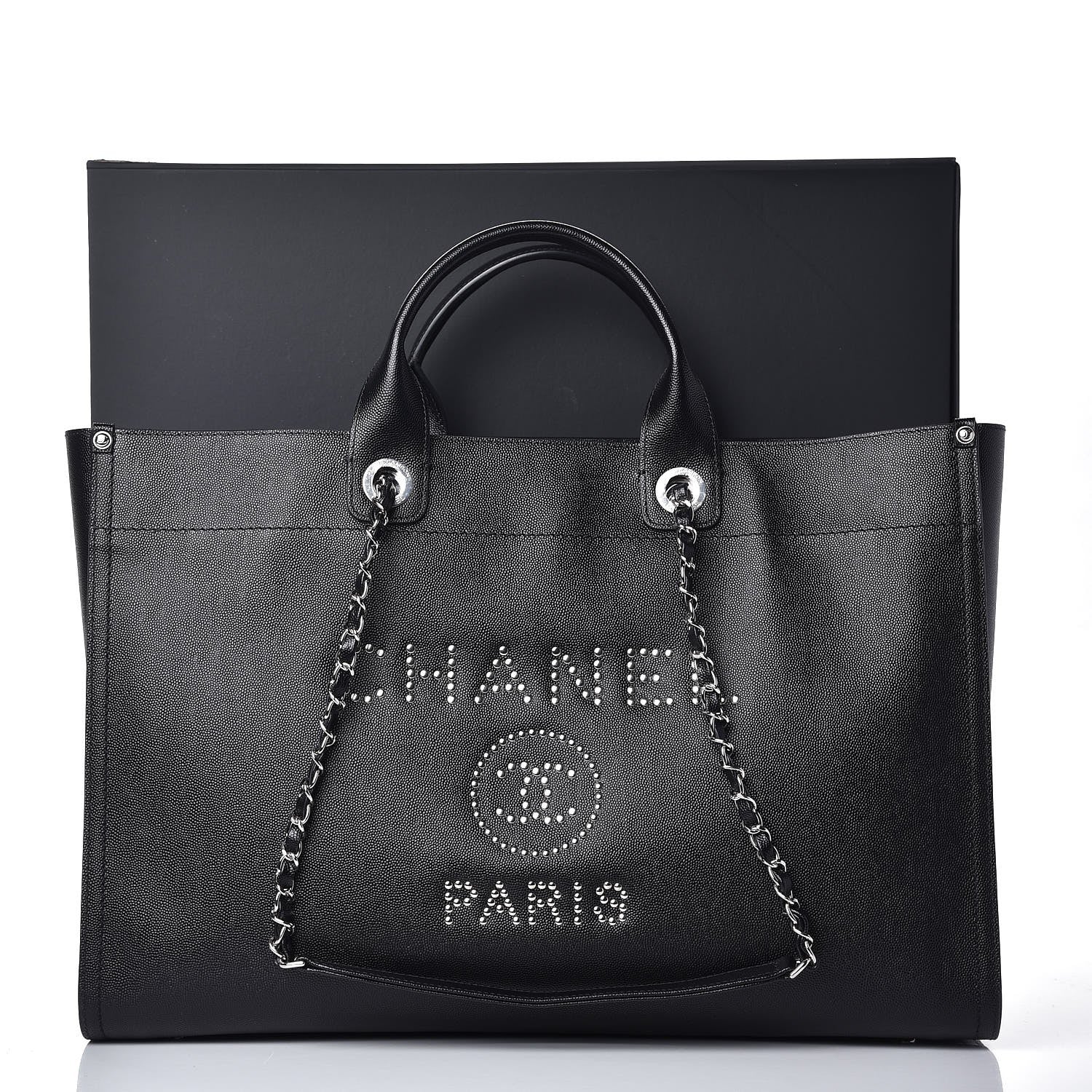 Chanel Caviar Extra Large Studded Deauville Tote Black 8 of 8