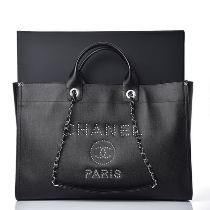 Chanel Caviar Extra Large Studded Deauville Tote Black 8 of 8
