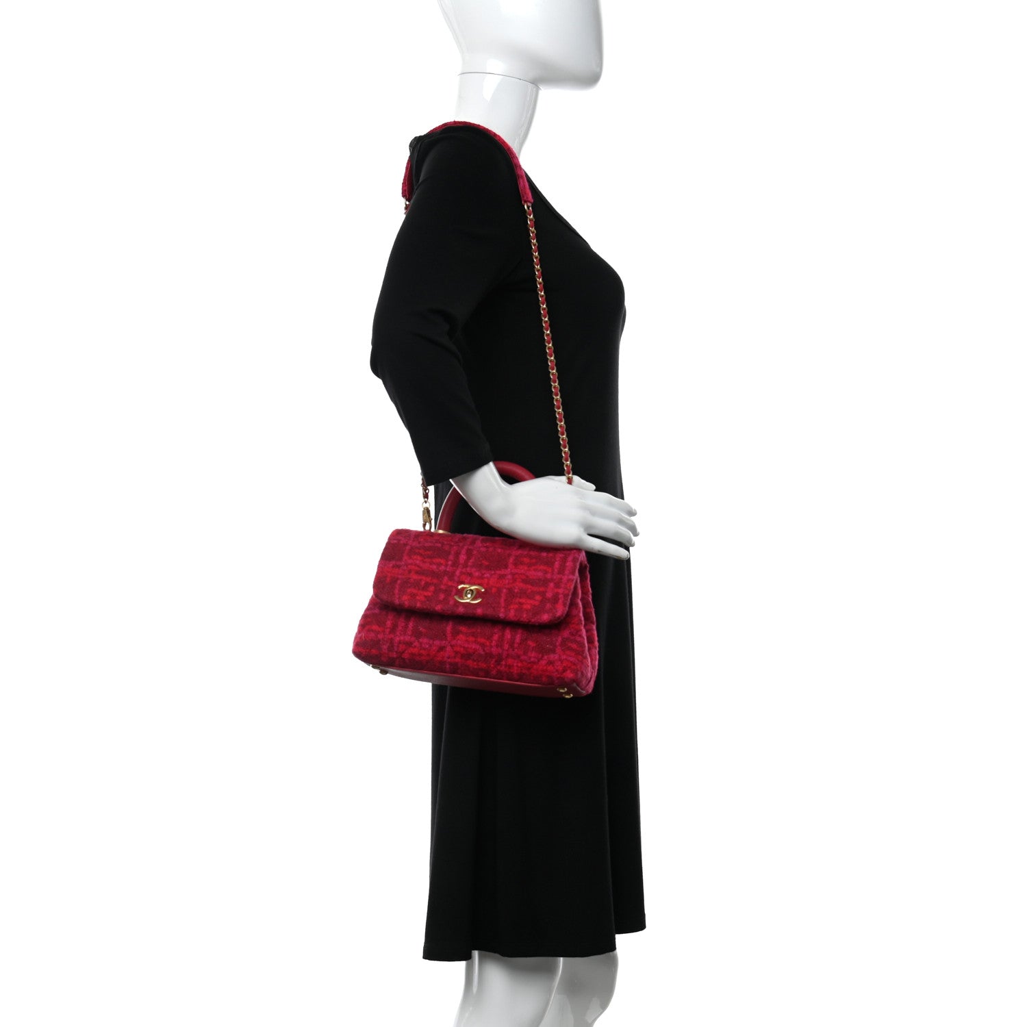 Chanel Tweed Mini Coco Handle Flap Fuchsia 2 of 14