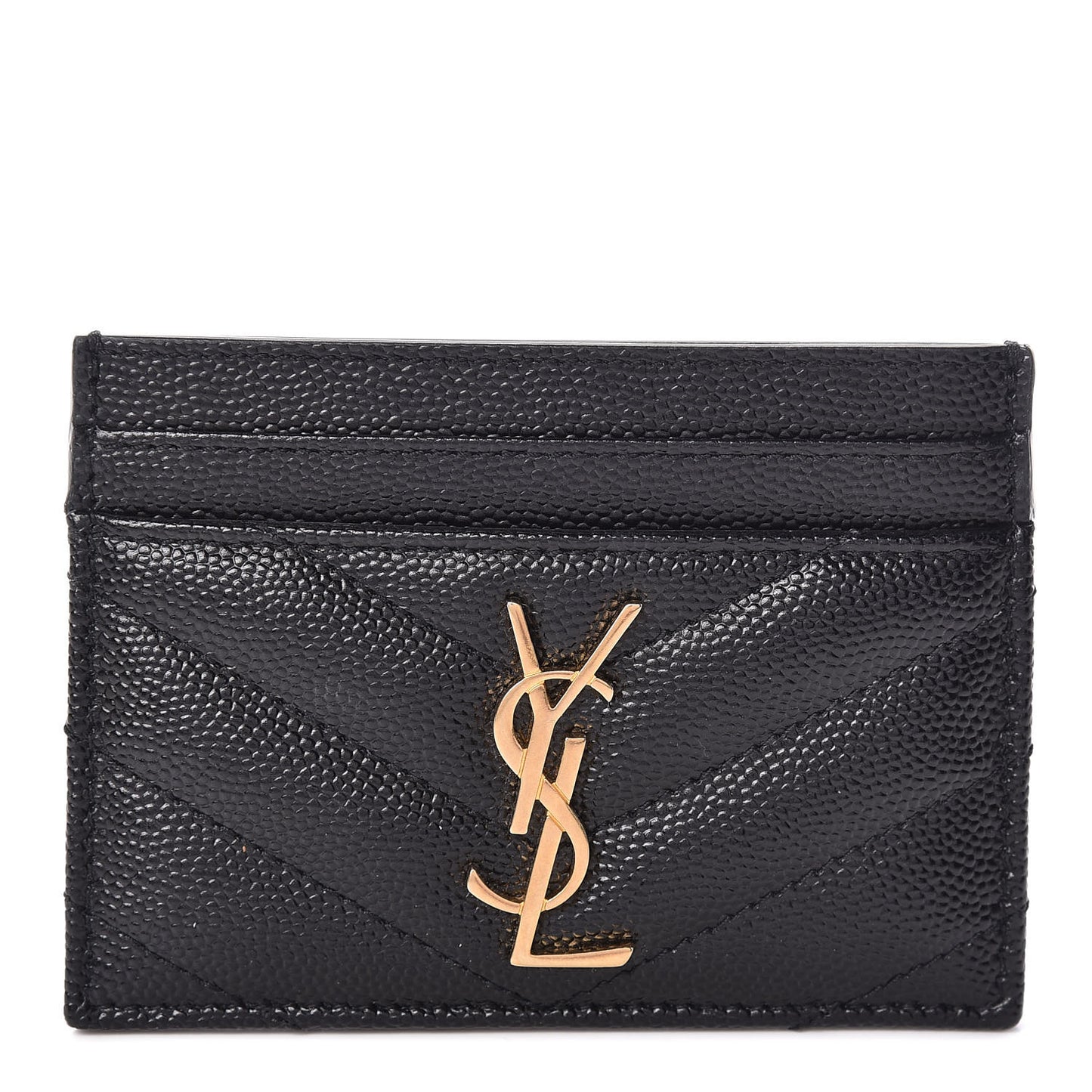 Grain De Poudre Matelasse Chevron Monogram Credit Card Case Black