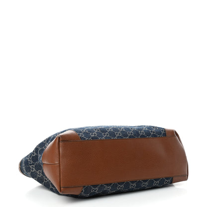 Gucci New Denim GG Monogram Medium Ophidia Shopping Tote Blue Tea Cuir 4 of 12