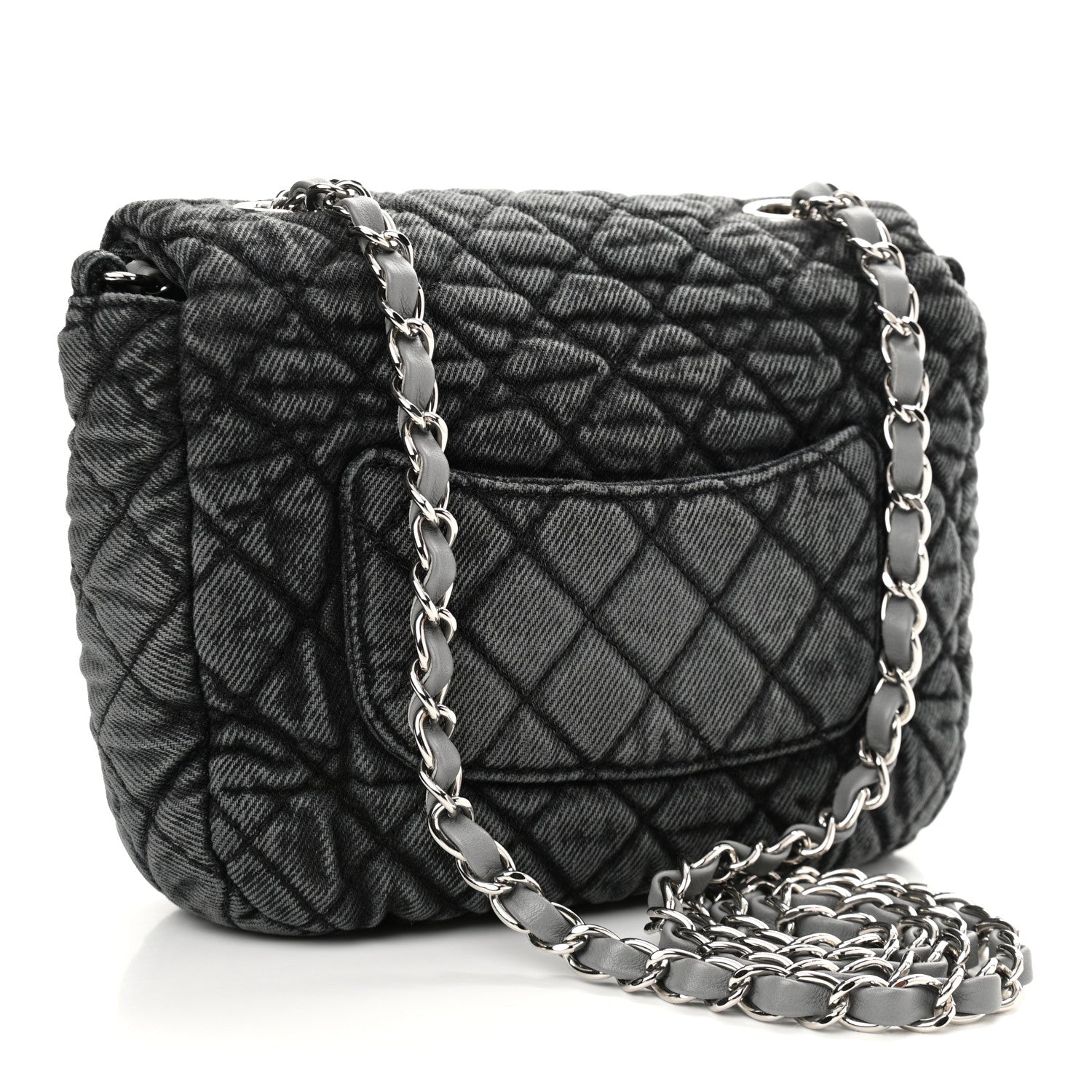 Chanel Washed Denim Quilted Small Denimpression Flap Grey Black 3 of 11