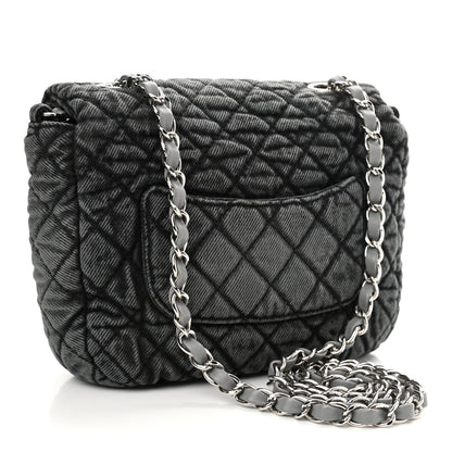 Chanel Washed Denim Quilted Small Denimpression Flap Grey Black 3 of 11