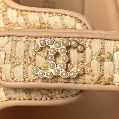 Chanel Braided Fabric Velcro Dad Sandals 37.5 Beige 9 of 11