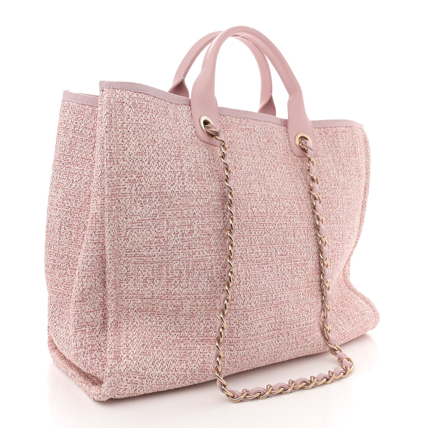 Straw Lurex Medium Deauville Tote Pink