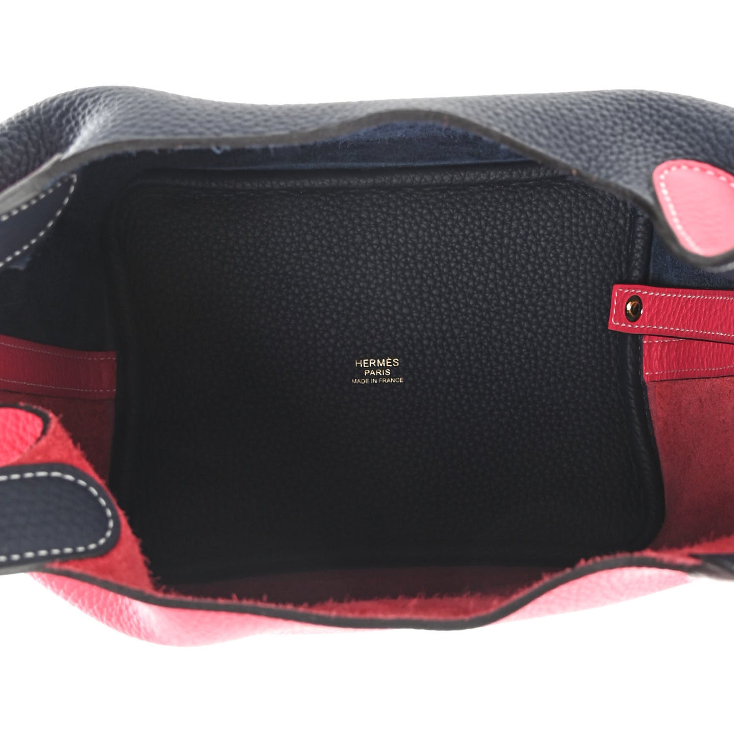 Taurillon Clemence Casaque Picotin Lock 18 PM Rose Extreme Bleu Nuit