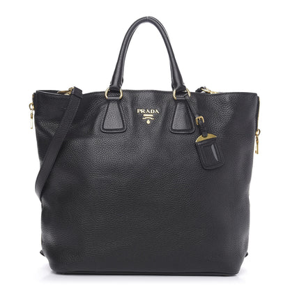Prada Vitello Daino Side Zip Tote Black 1 of 11
