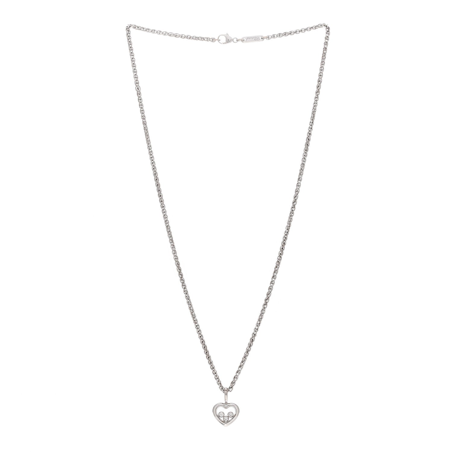 Chopard 18K White Gold 3 Happy Diamonds Icons Heart Pendant Necklace 3 of 4