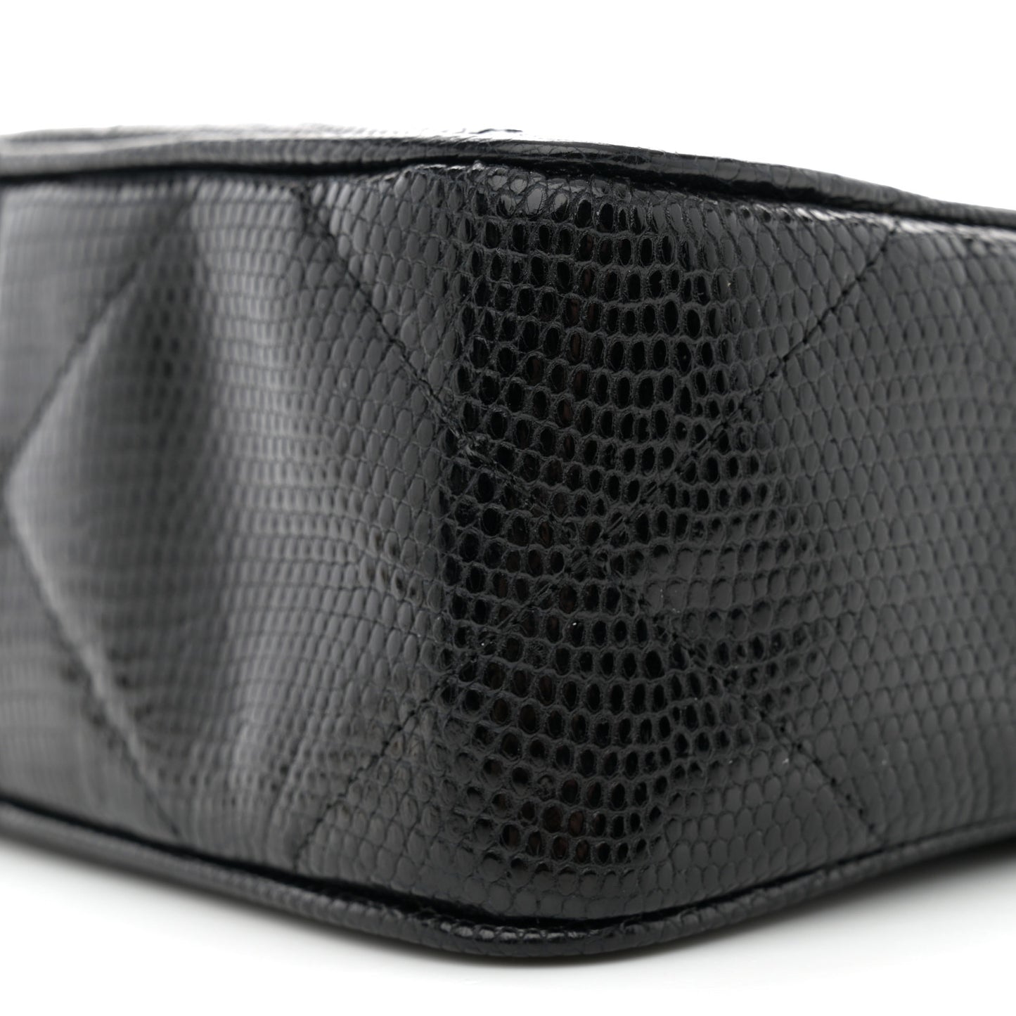 Lizard Quilted Small Tassel Camera Case Black