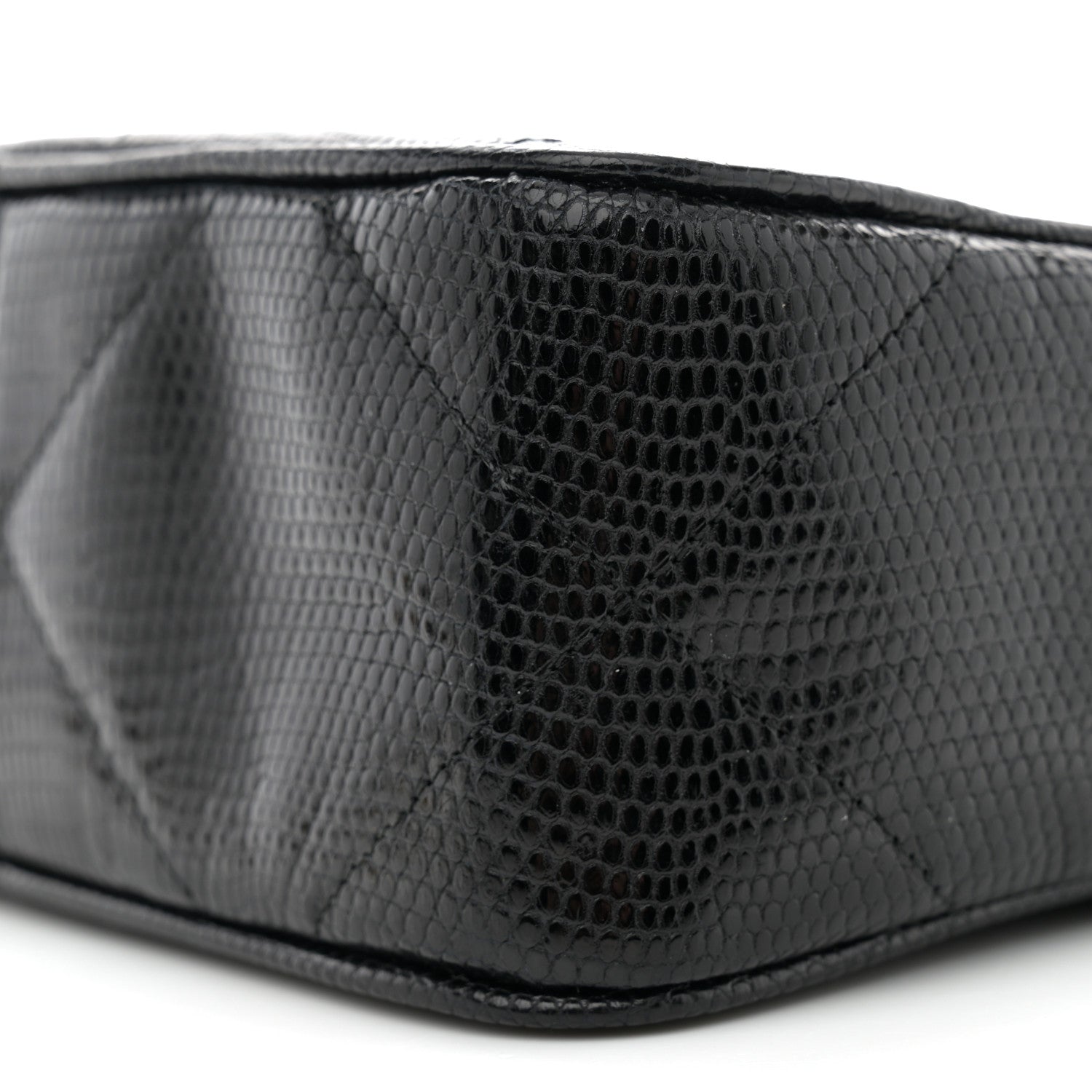 Chanel Lizard Quilted Small Tassel Camera Case Black 11 of 12