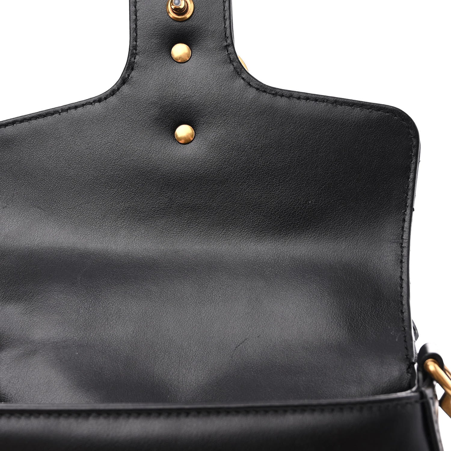 Gucci Calfskin Matelasse Mini GG Marmont Top Handle Shoulder Bag Black 11 of 12