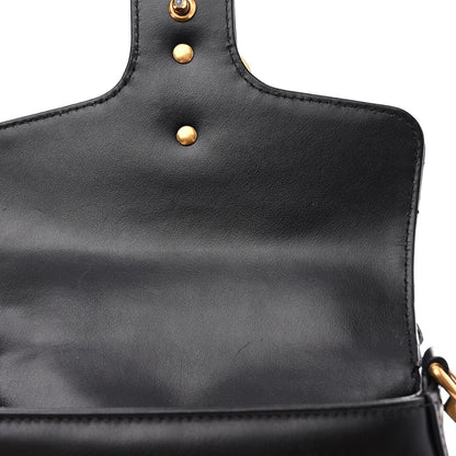 Gucci Calfskin Matelasse Mini GG Marmont Top Handle Shoulder Bag Black 11 of 12