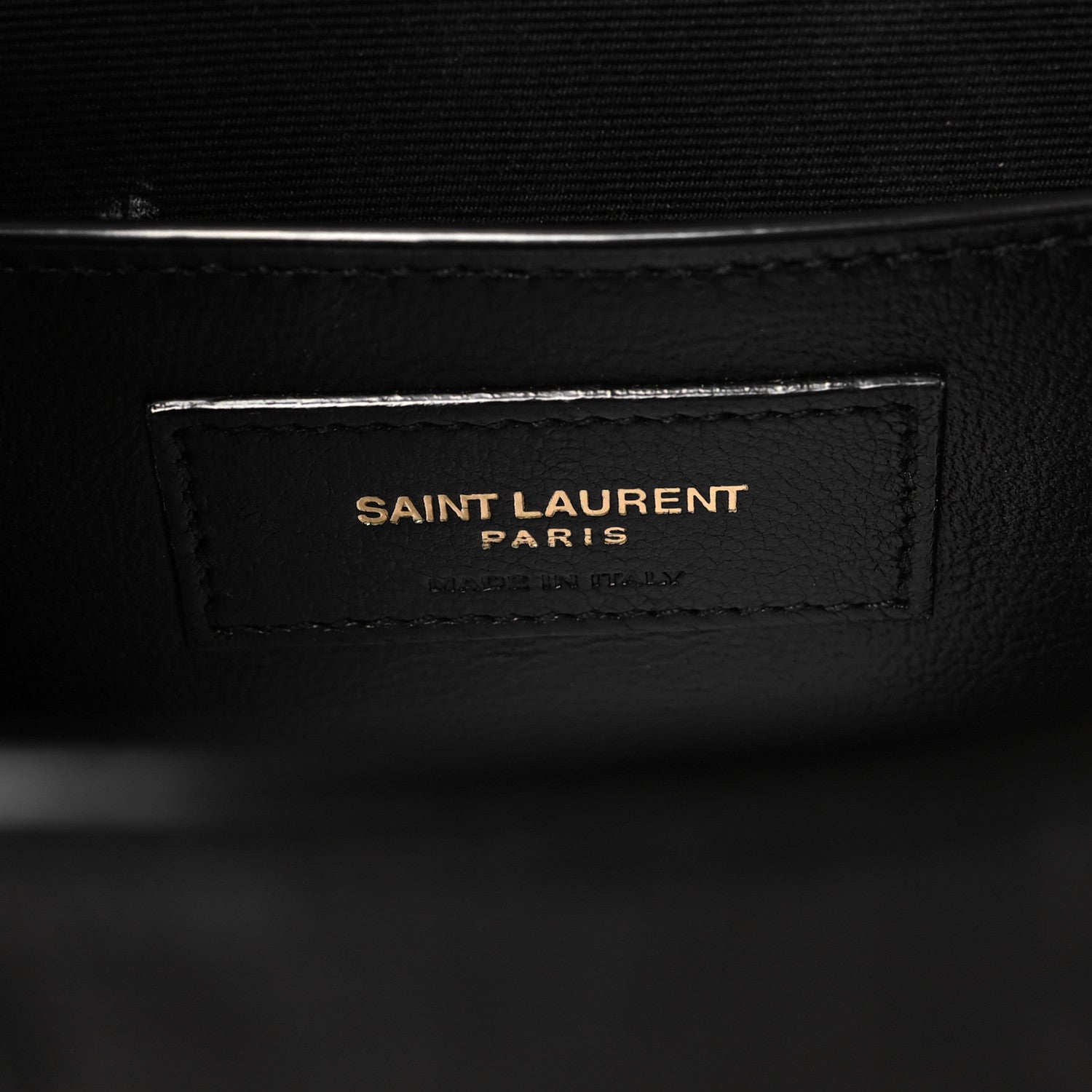 Saint Laurent Shiny Calfskin Crocodile Embossed Manhattan Baguette Black 6 of 12