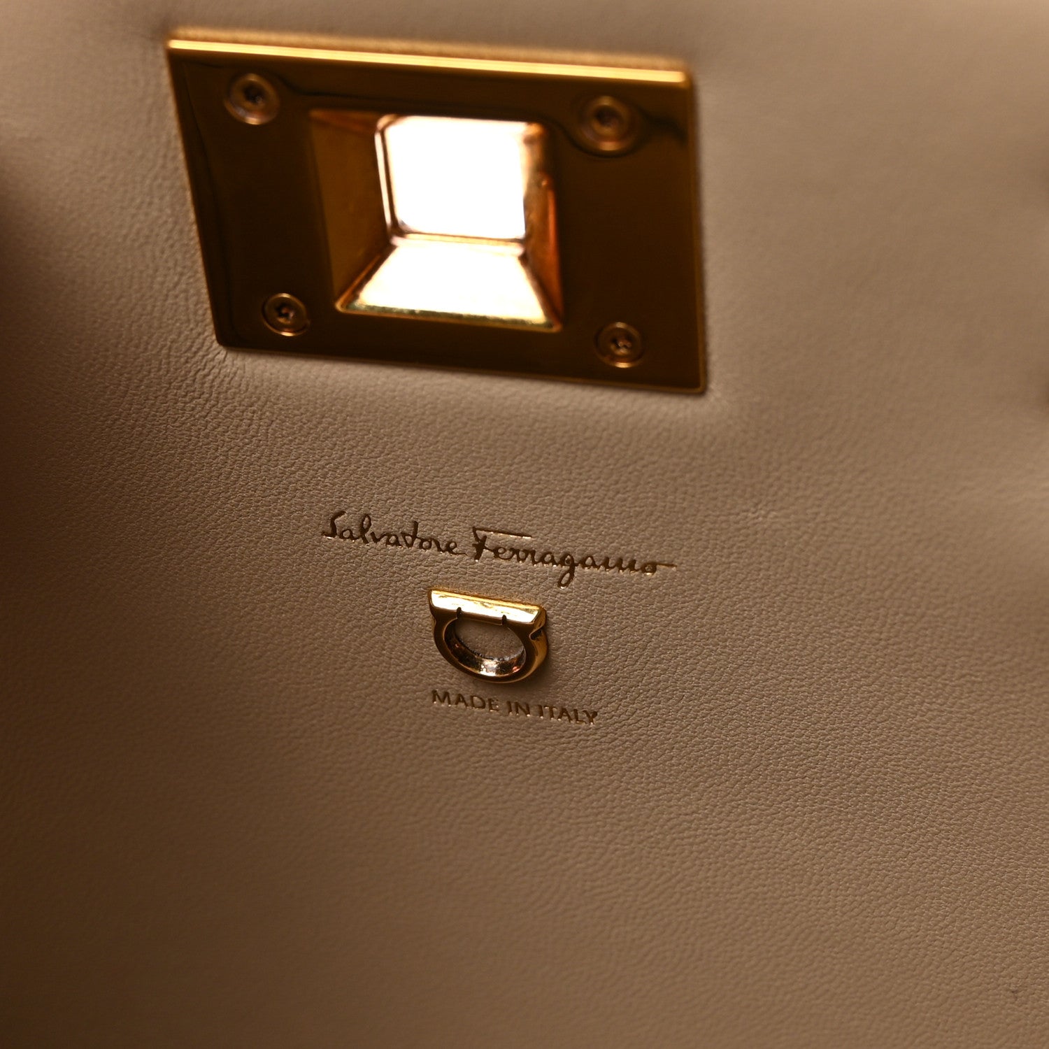 Salvatore Ferragamo Calfskin Small The Studio Box Bag Daino 6 of 9