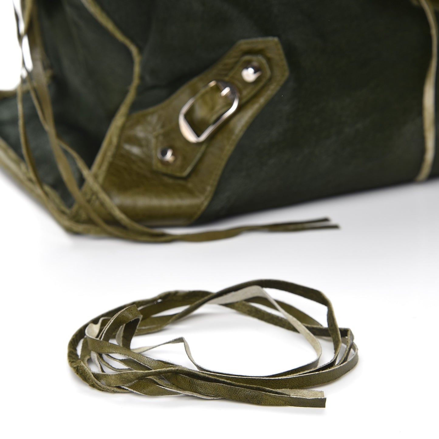 Chevre Pony Hair Classic Hardware Work Olive