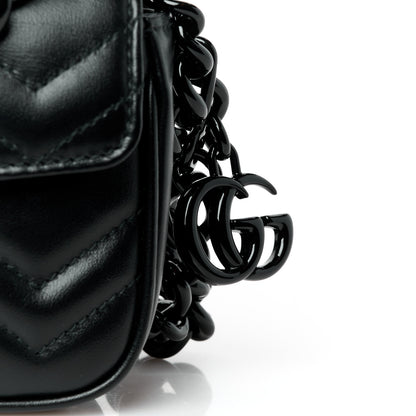 Gucci Calfskin Matelasse Monochrome GG Marmont Chain Belt Bag Black 11 of 11