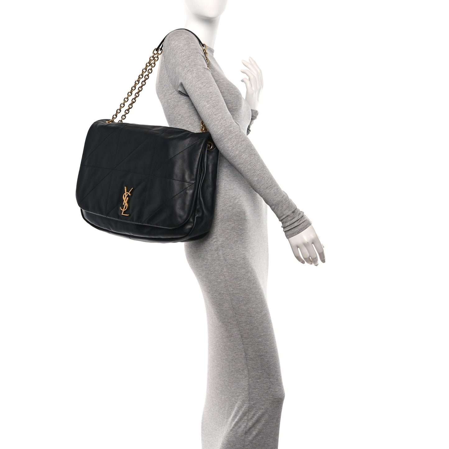 Lambskin Matelasse Monogram Large Jamie 4.3 Black