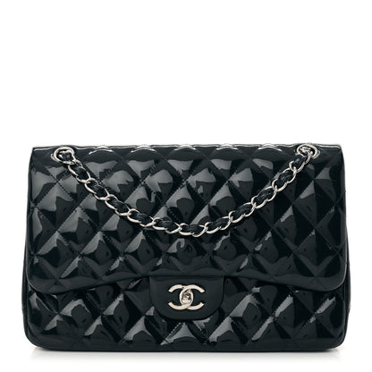 Chanel Patent Quilted Jumbo Double Flap Navy Blue 1 of 13