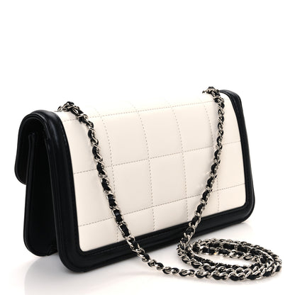 Chanel Lambskin Calfskin Small Chocolate Bar Flap Bag White Black 3 of 10