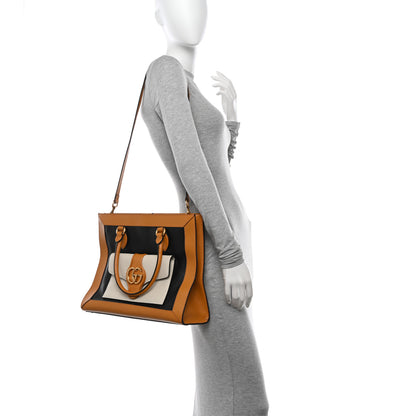 Gucci New Sakai Calfskin Lux Tri-Color Medium Dahlia Shoulder Bag Black Mystic White Sun Oil 2 of 11