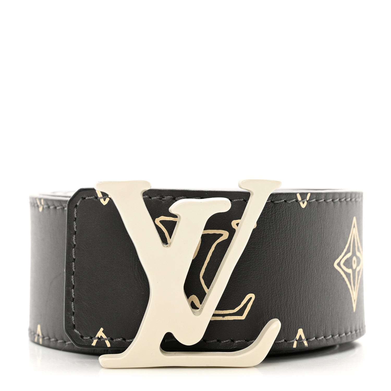 Louis Vuitton Monogram 40mm LV Shape Belt 100 40 Black White 1 of 6
