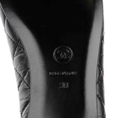 Chanel Aged Calfskin Quilted CC Cap Toe Ballerina Flats 38 Black 6 of 8