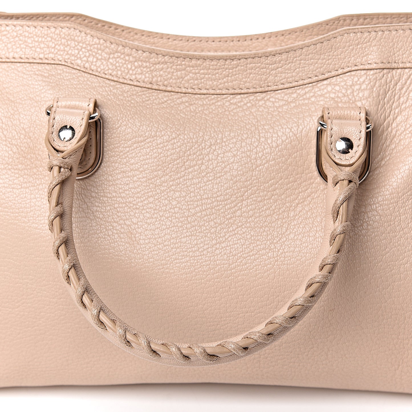 Chevre Silver Metallic Edge Hardware S City Tapioca