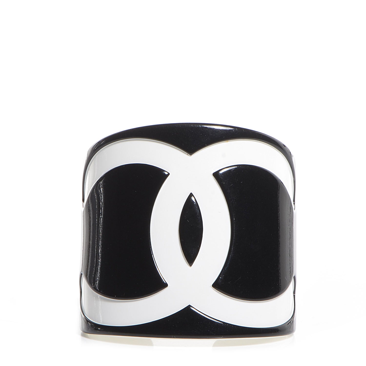 Chanel Resin CC Cuff Black White 1 of 4