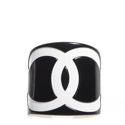 Chanel Resin CC Cuff Black White 1 of 4