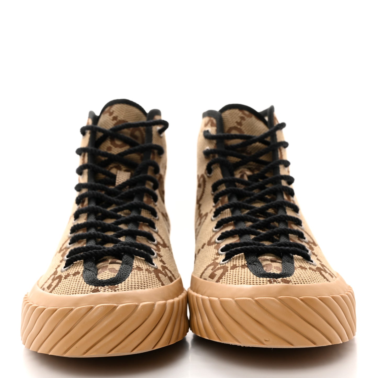 Monogram Jumbo GG New Lace Papin Mens Tortuga High Top Sneakers 10 Camel Ebony Black