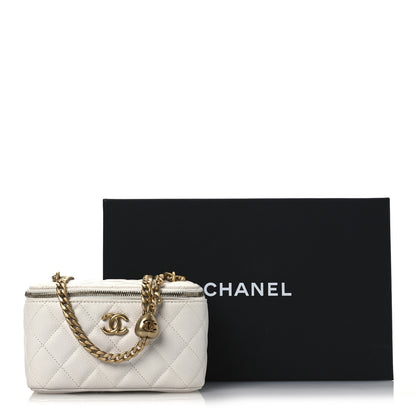 Chanel Caviar Quilted Sweetheart Vanity Case White 15 of 15