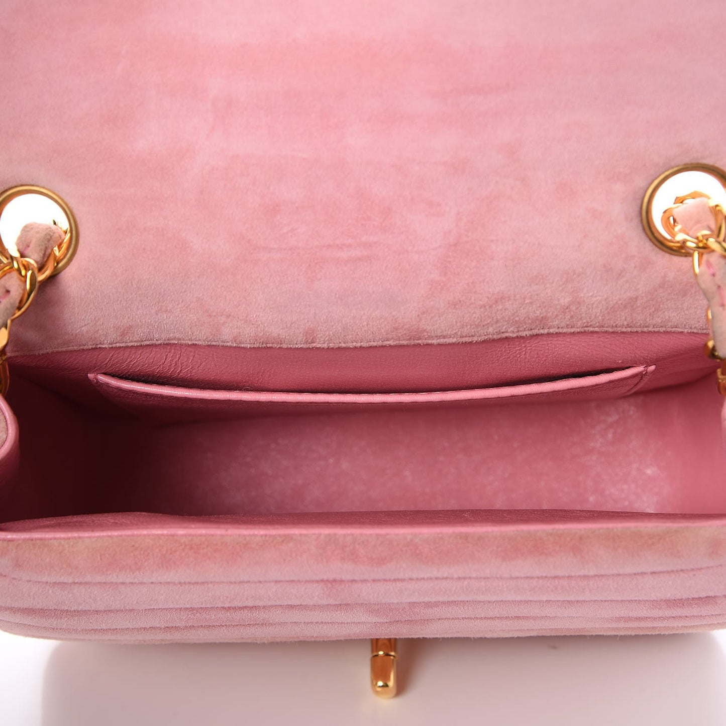 Suede Horizontal Quilted Mini Flap Pink