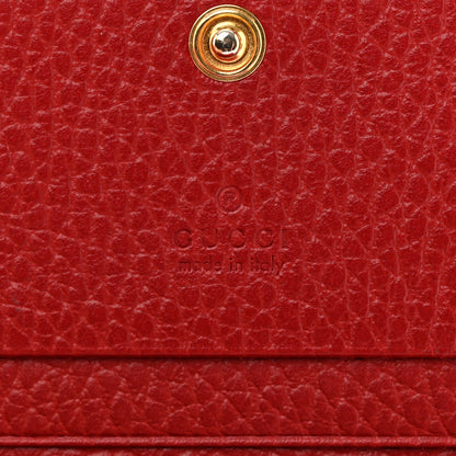 Gucci Pebbled Calfskin GG Marmont Card Case Hibiscus Red 7 of 15