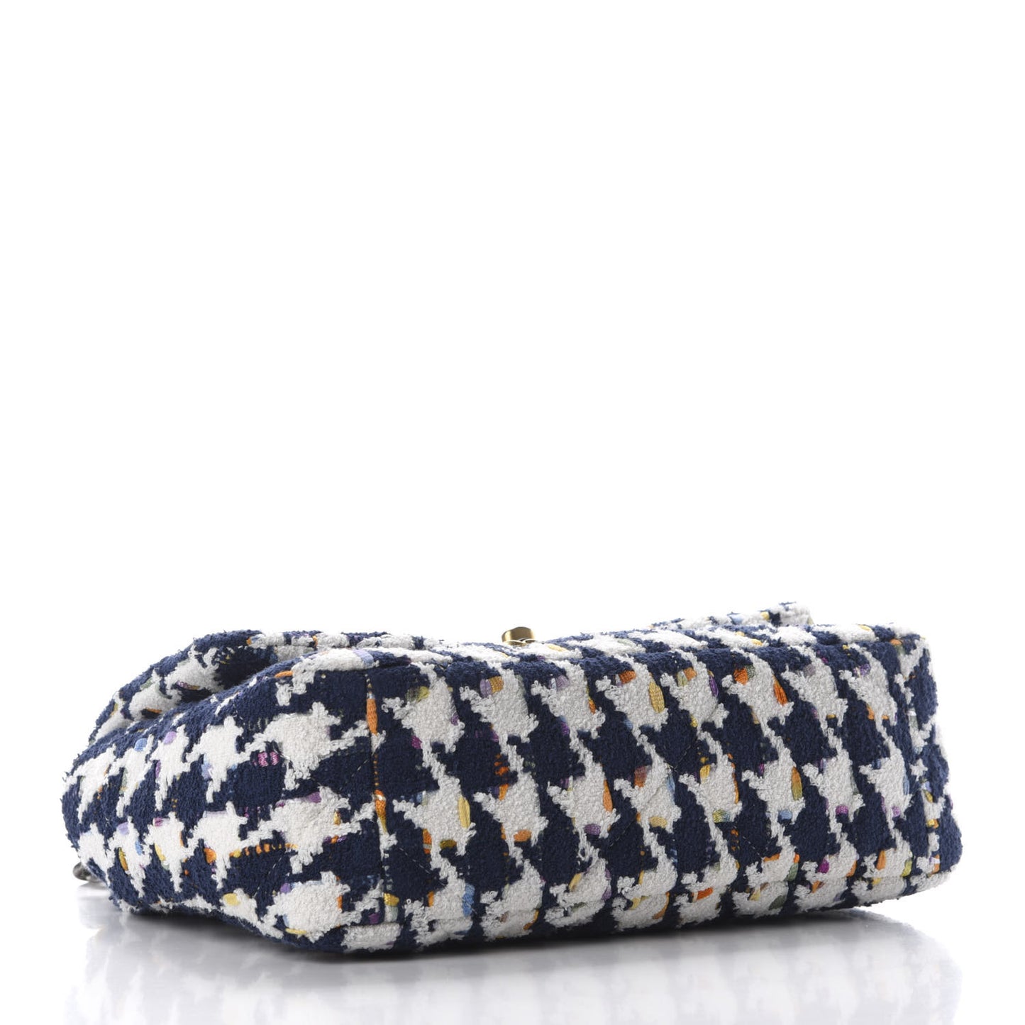 Tweed Quilted Medium 19 Flap Ecru Navy Blue Multicolor