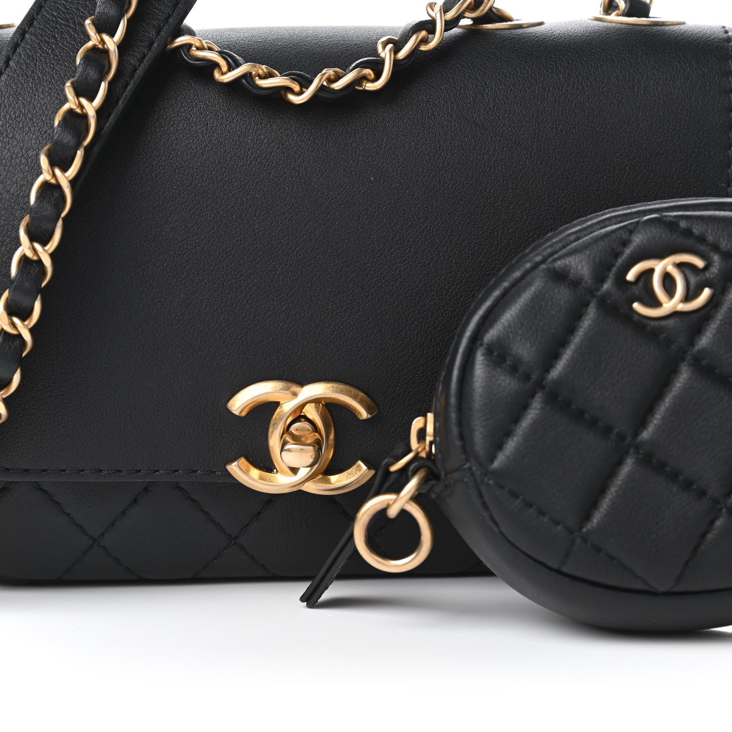 Chanel Calfskin Quilted Multi Pouching Flap And Coin Purse Black 10 of 11
