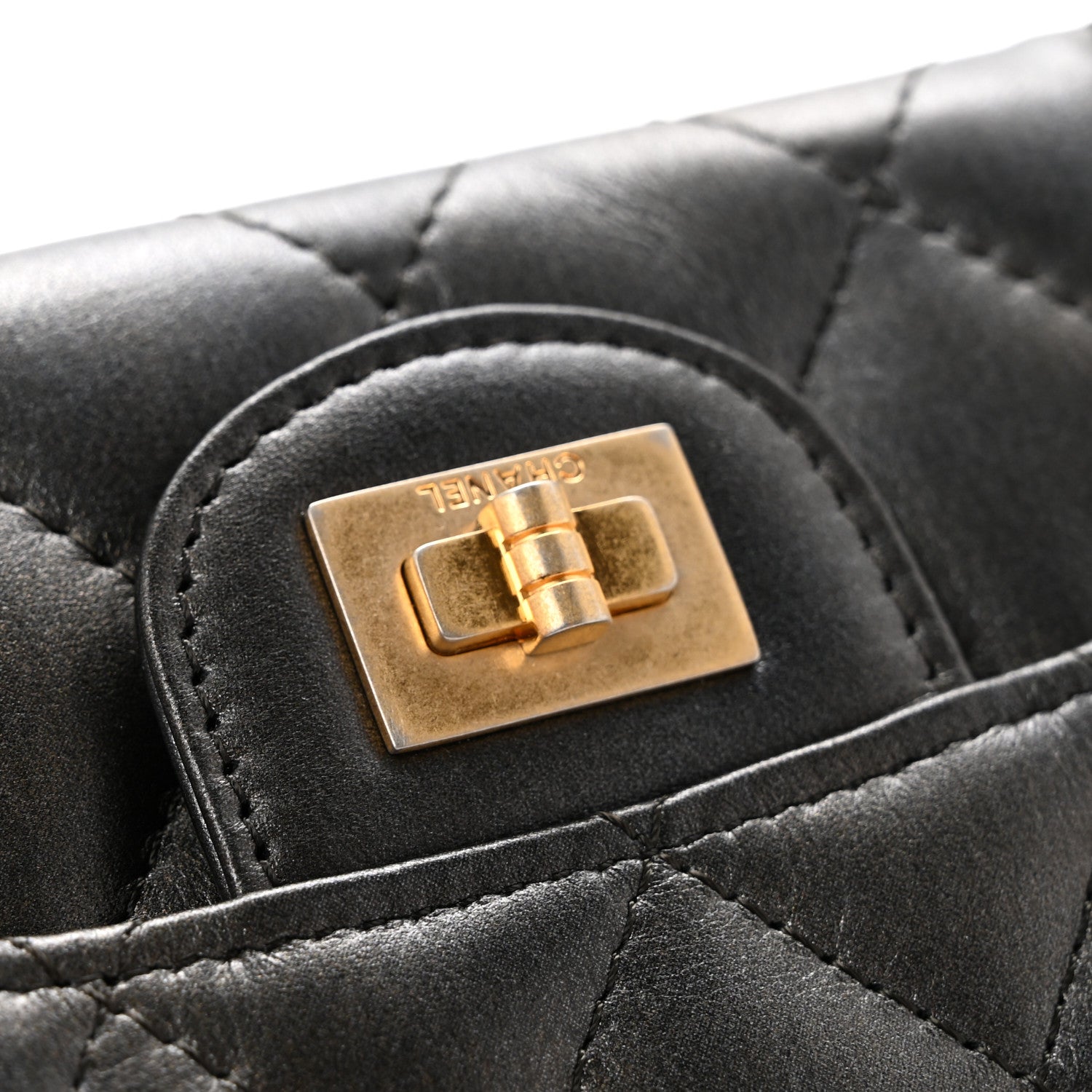 Chanel Metallic Calfskin Quilted Reissue Card Holder Wallet Charcoal 9 of 10