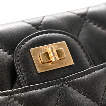 Chanel Metallic Calfskin Quilted Reissue Card Holder Wallet Charcoal 9 of 10