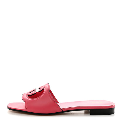 Gucci Cosmos Softy Calfskin Interlocking G Cut Out Slide Sandals 39 Rhodamine Pink 1 of 8